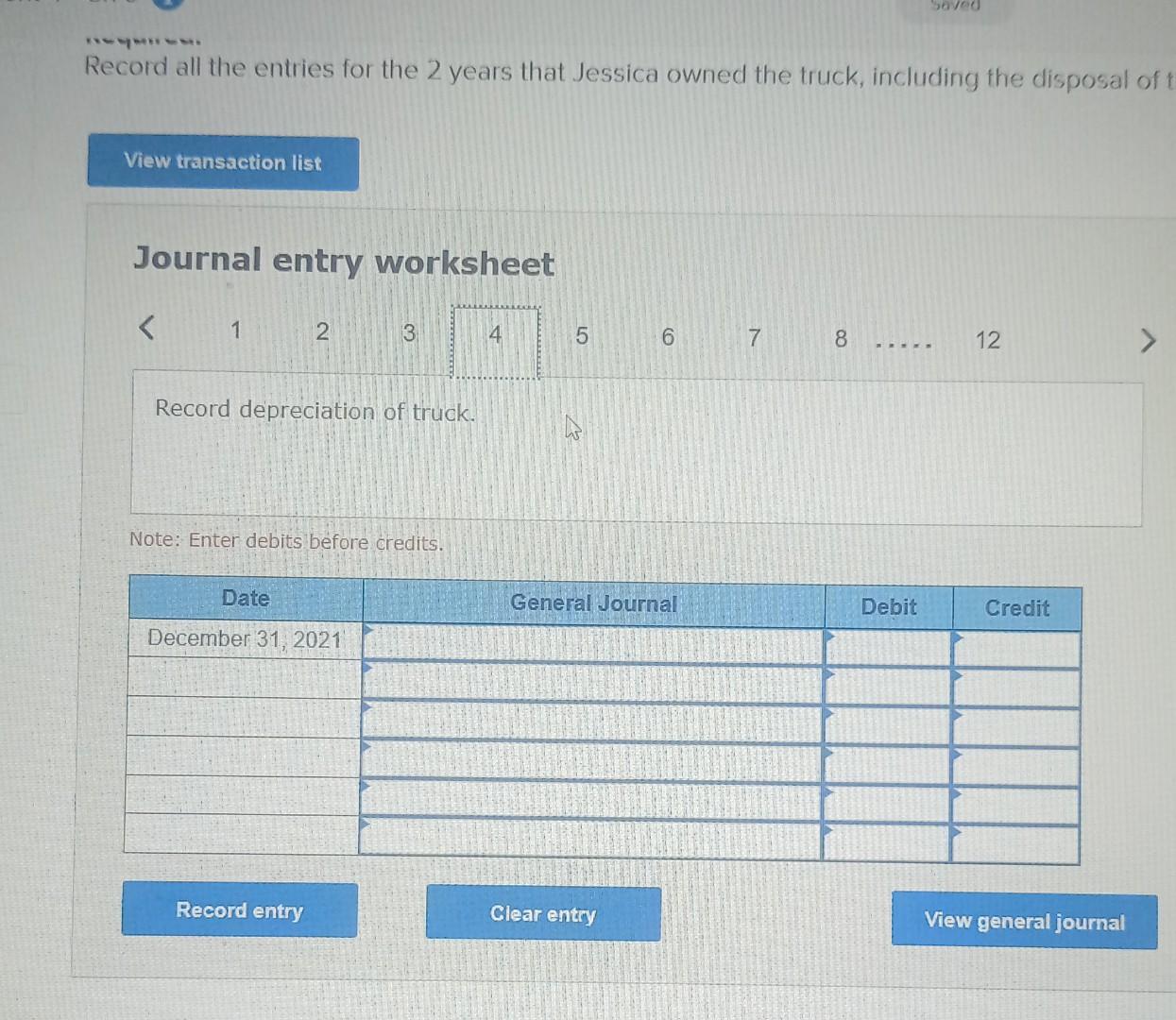 Note: Enter debits before credits. Record all the entries for the 2