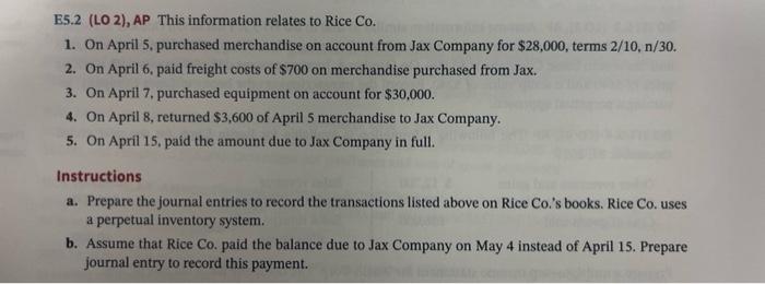 5.2 E5.2 (LO 2), AP This information relates to Rice Co. 1.