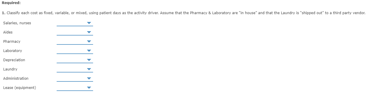 patient day is reduced, the total fixed costs have changed, the variable