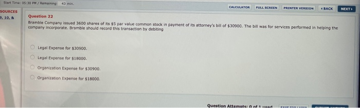 Stat Time: 05:30 PH / Remaining! 43 min CALCULATOR FULL SCREEN