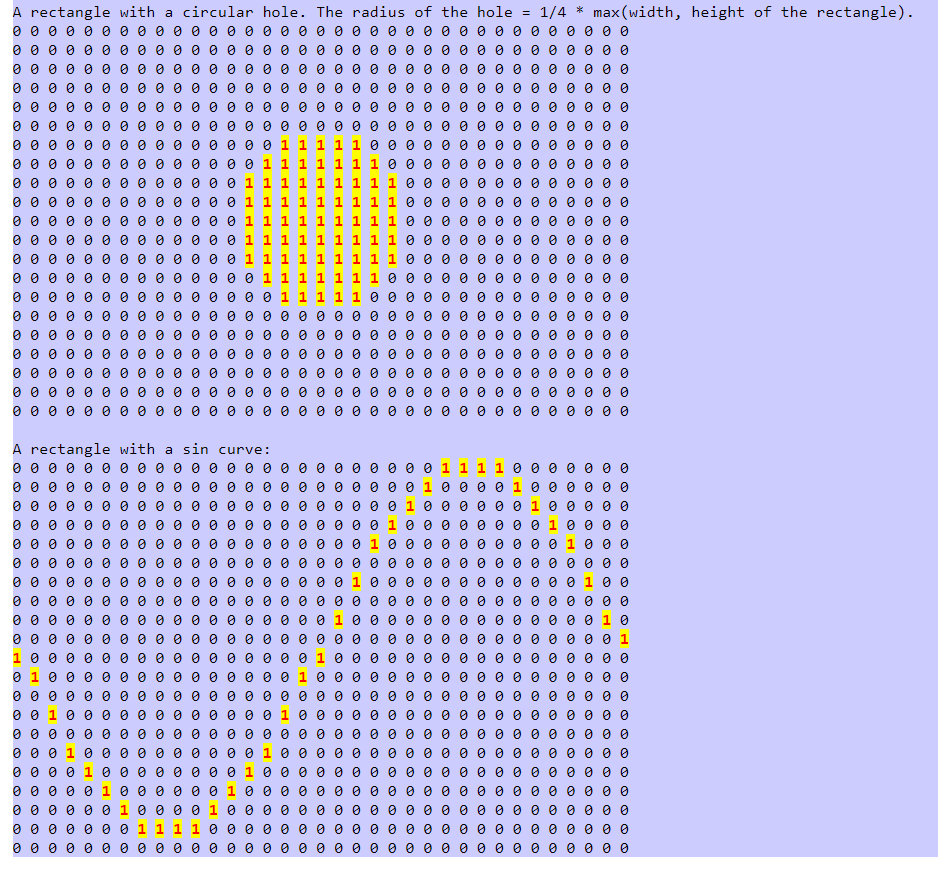 the section of sample output. Write a method for each pattern. In
