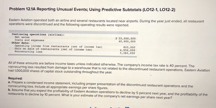  Need help with this problem. Problem 12.1A Reporting Unusual Events; Using