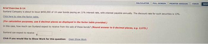  CALCULATOR FULL SCREEN PRINTER VERSION BACK NEX Brief Exercise G-14 Sunland