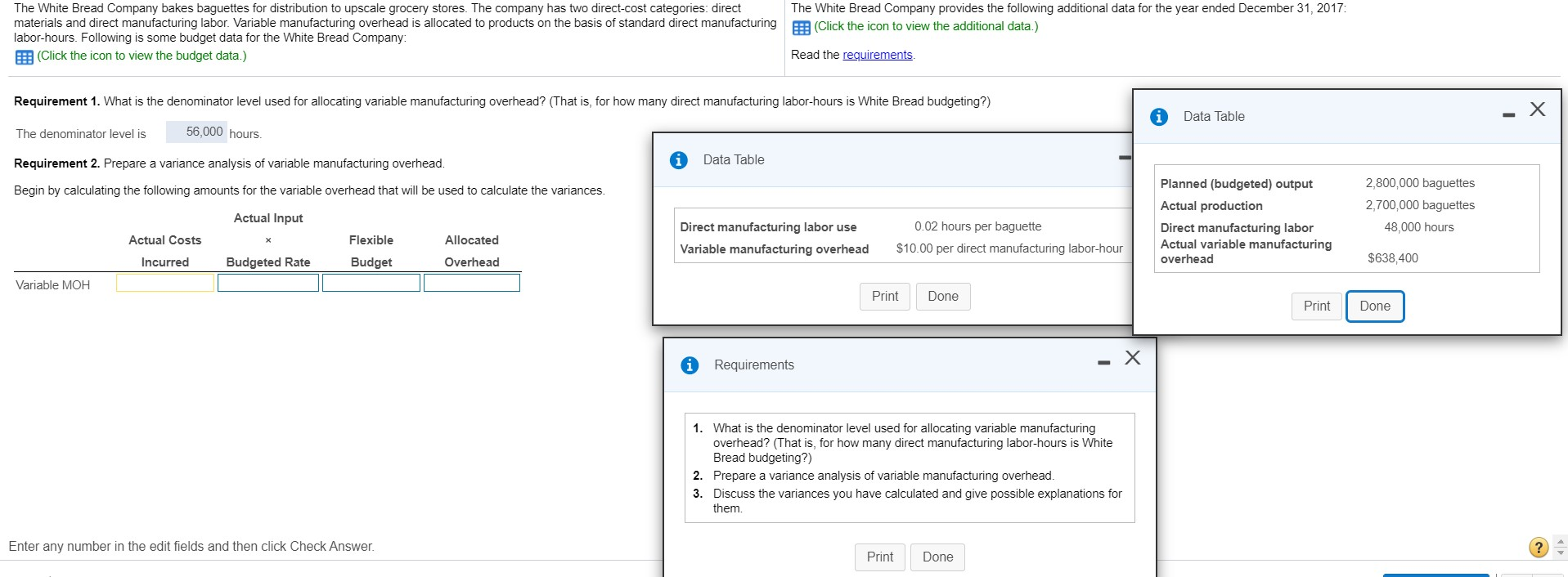 Help on Required The White Bread Company bakes baguettes for distribution to