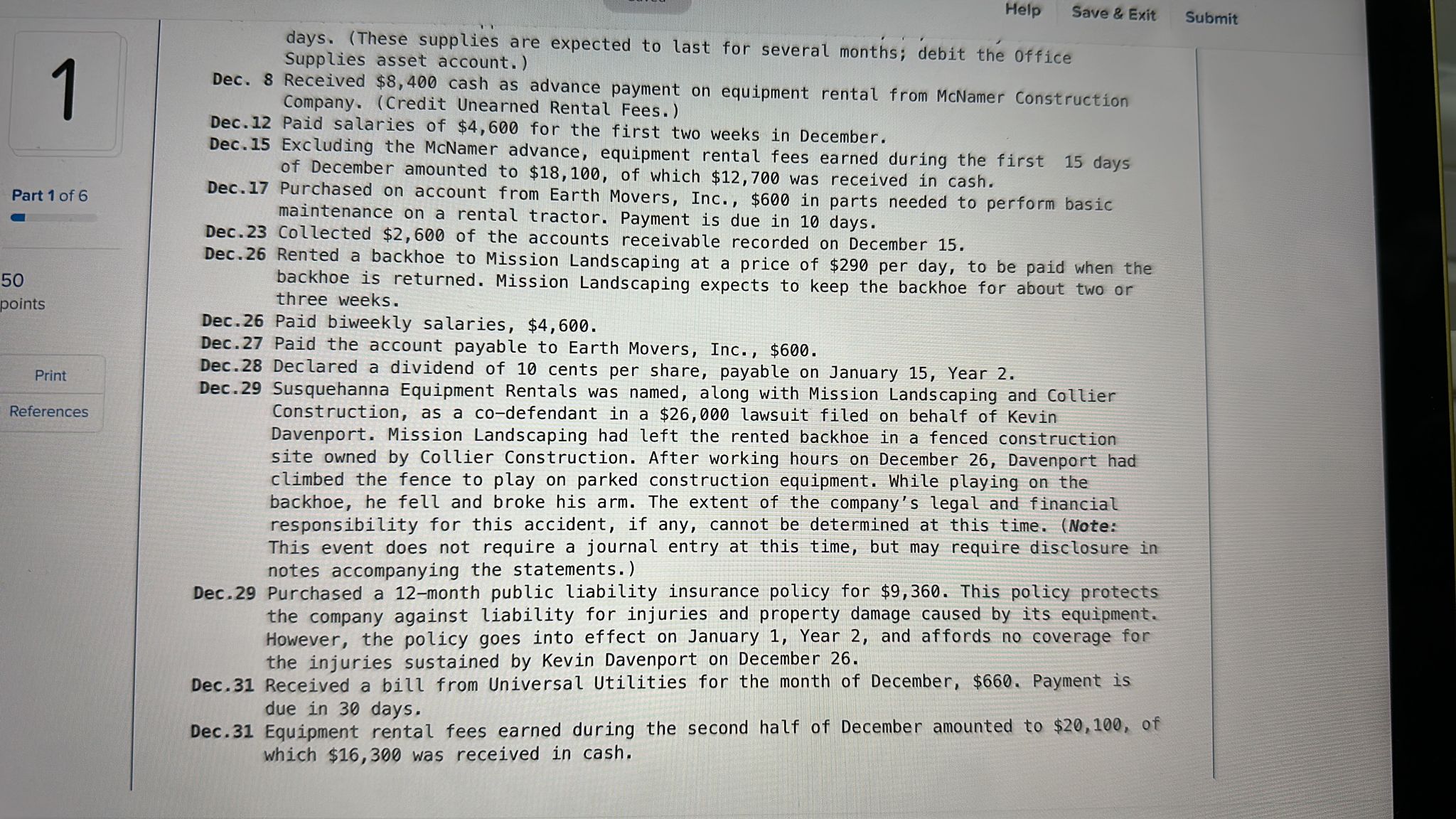 on the note payable to Rent-It is 6 percent. c. The rental