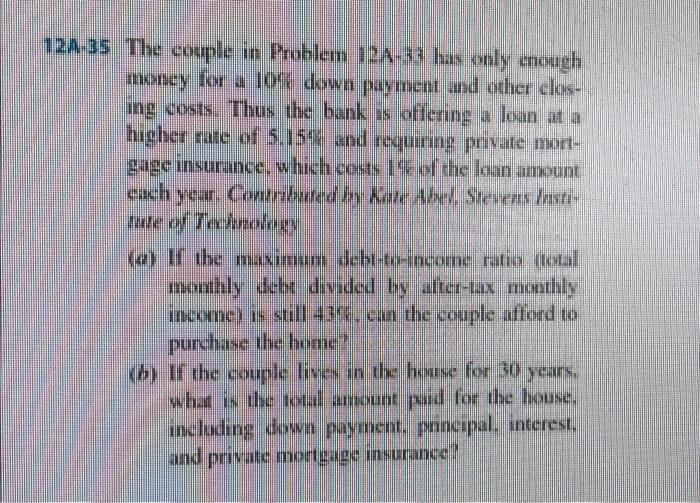 with number solutions please 12A-35 The couple in Problem 12A-}} has only