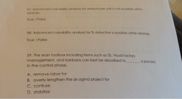  57.Advanced capability analysis for detects per unit is not possible within