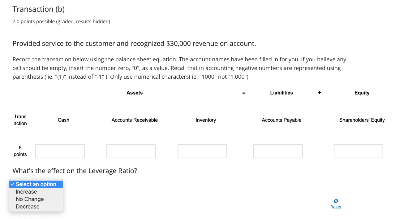 decrease, or no effect) on the ratio indicated in the question. Please