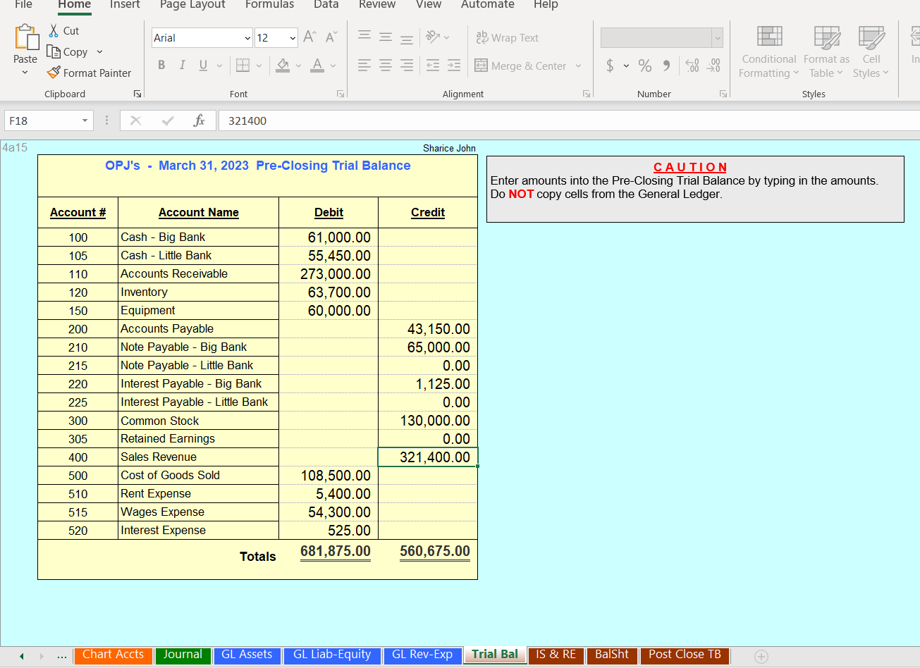Trial Balance. 2> Click Save As (in list on left) 3> Click