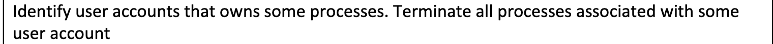  Task6 Identify user accounts that owns some processes. Terminate all processes