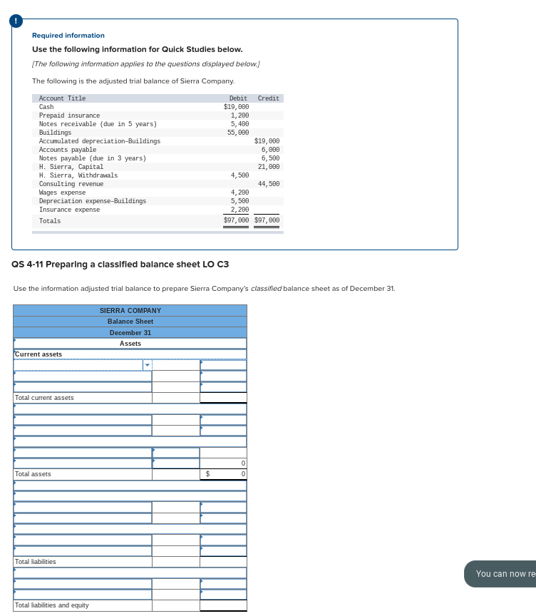 Required information Use the following information for Quick Studies below. [The