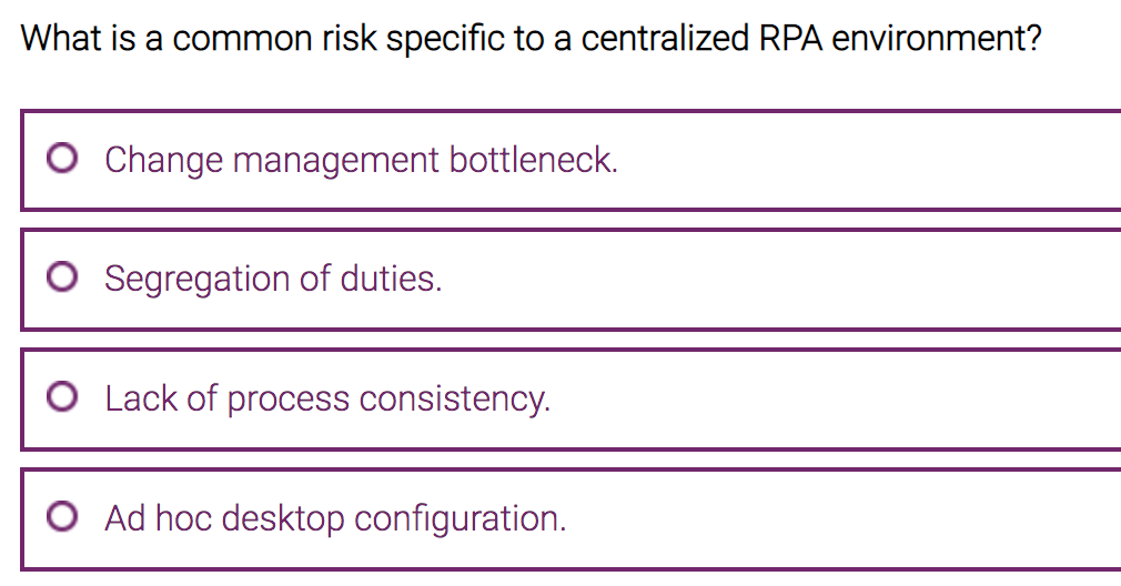with applications? Finance. Human resources. Internal audit IT. Which is an activity