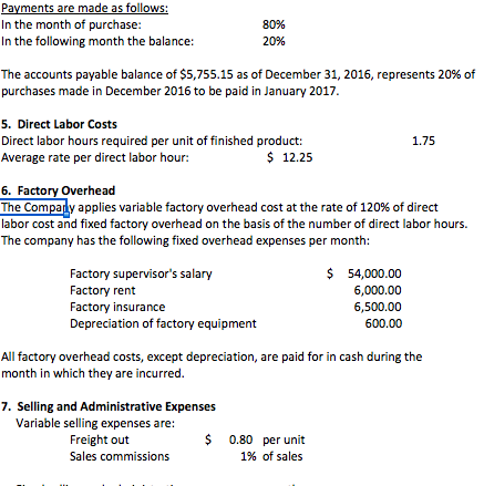 4) 5) 6) Direct Labour Cost Budget Factory Overhead Cost Budget Selling