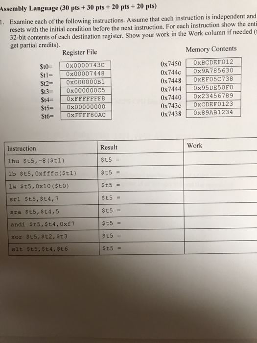  Assembly Language problems. Could someone help me find the solutions ?