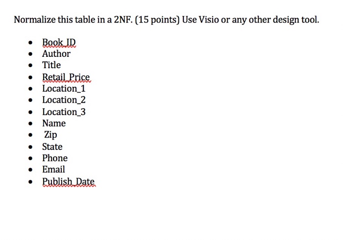 Can someone please help me with this? Normalize this table in