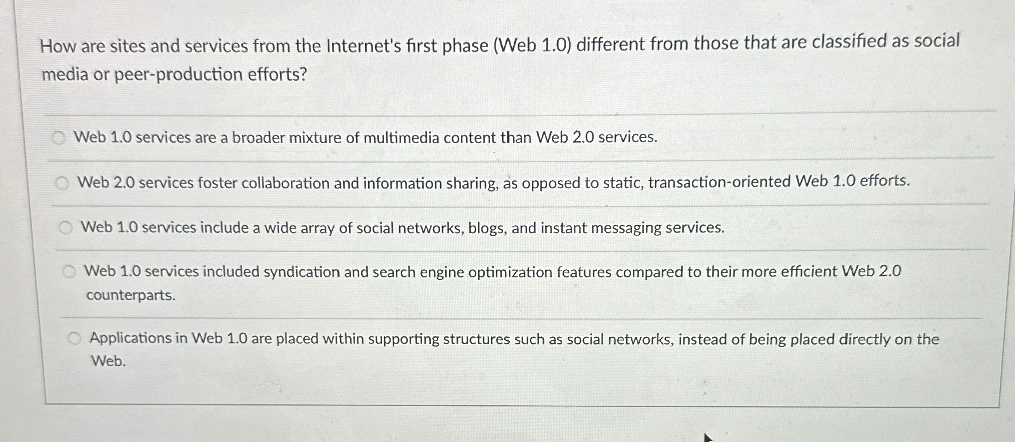  How are sites and services from the Internet's first phase (Web