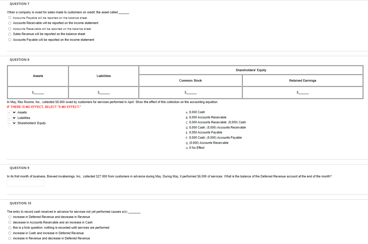 can you please answer 7-10 When a company is owed for sales