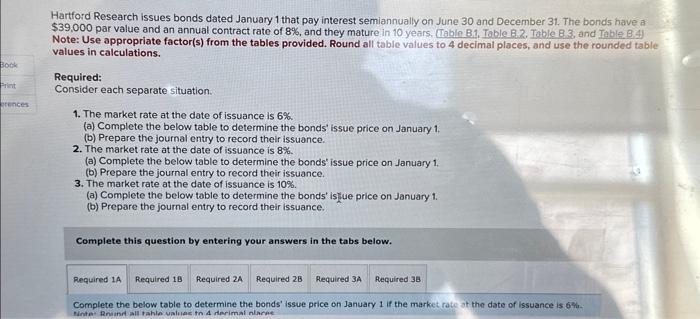  Hartford Research issues bonds dated January 1 that pay interest semiannually