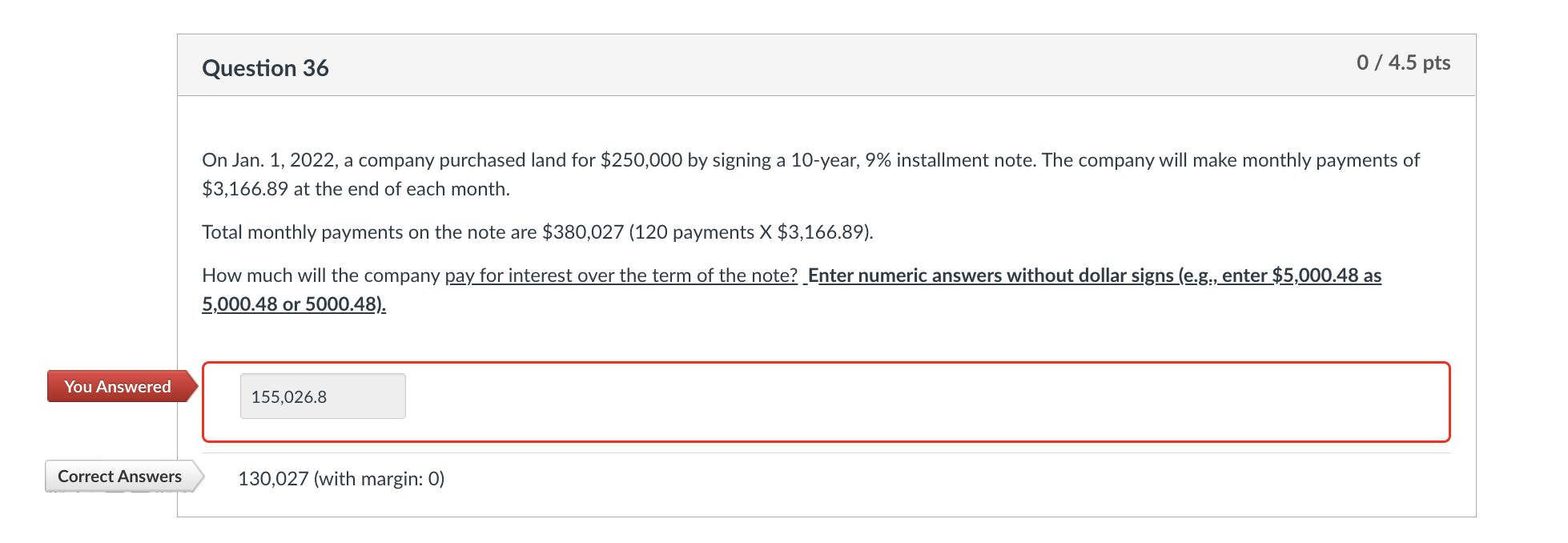 Can someone explain installment notes? Question 36 0 / 4.5 pts On