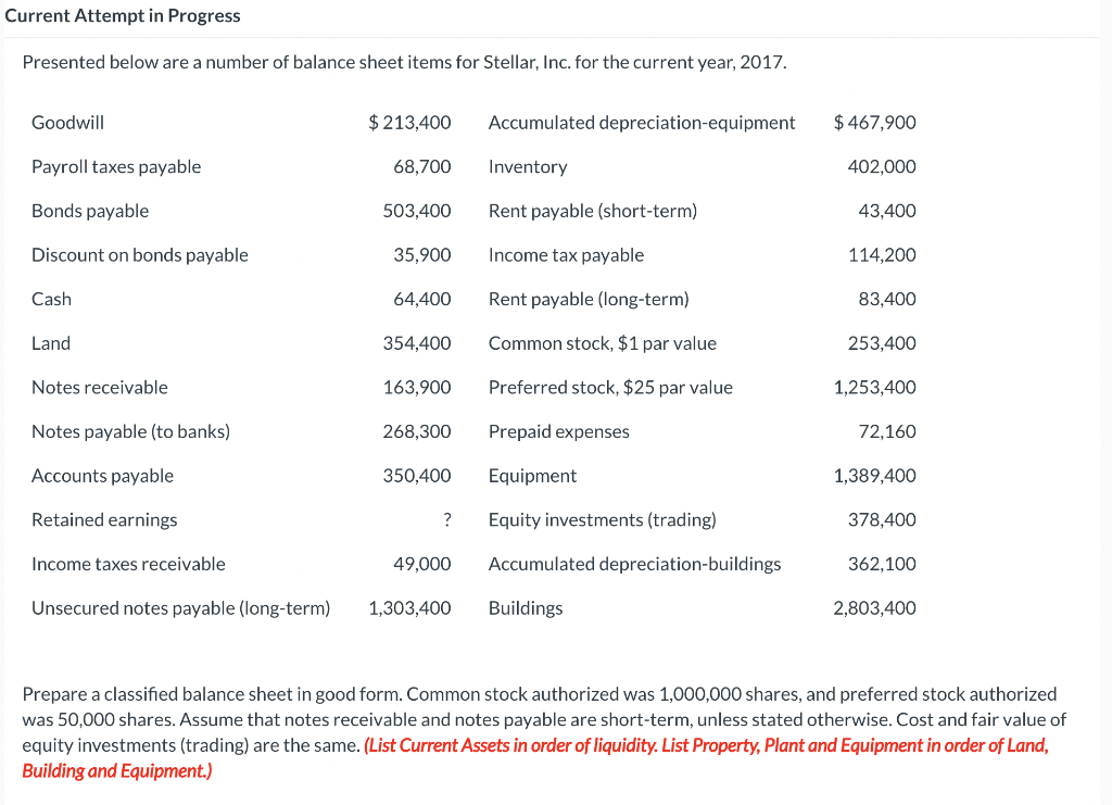  Current Attempt in Progress Presented below are a number of balance