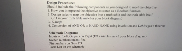 -A, B, C, and D, that meets the following design specifications and