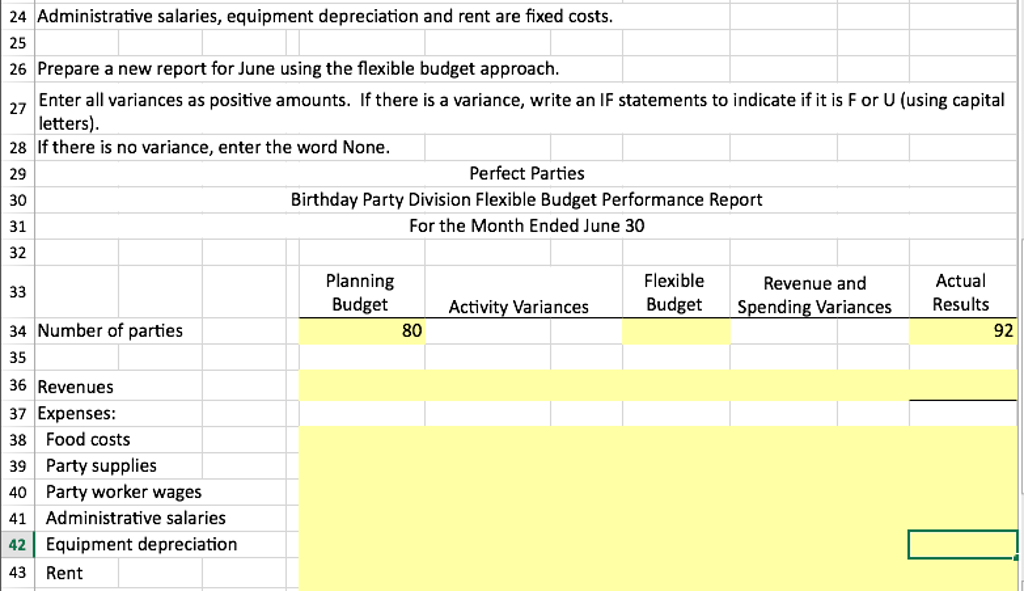 One division provides birthday parties at their facility. Each party sold provides