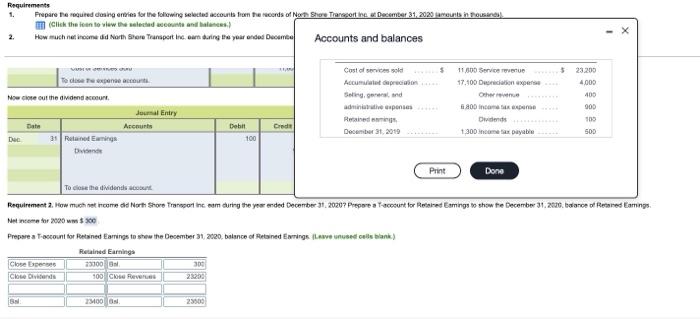 only need answer for the last part (t account for retained earnings