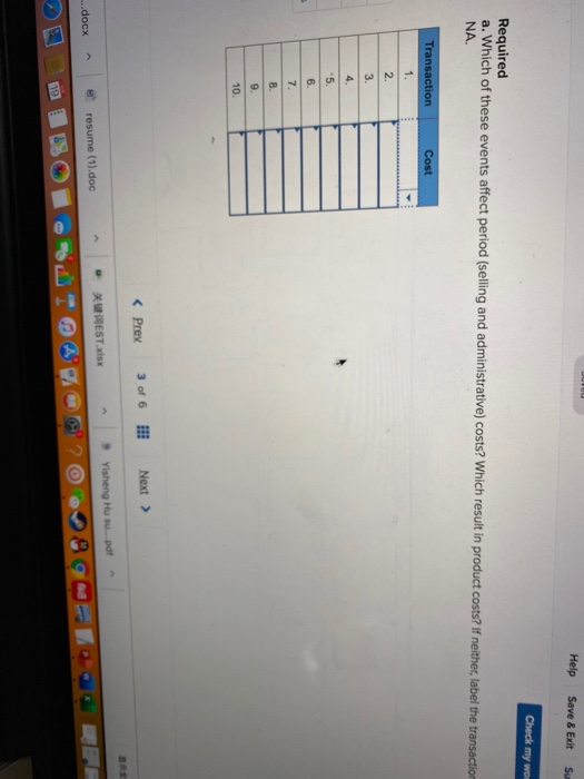 experienced the following events for the Year 1 accounting period: 1. Acquired