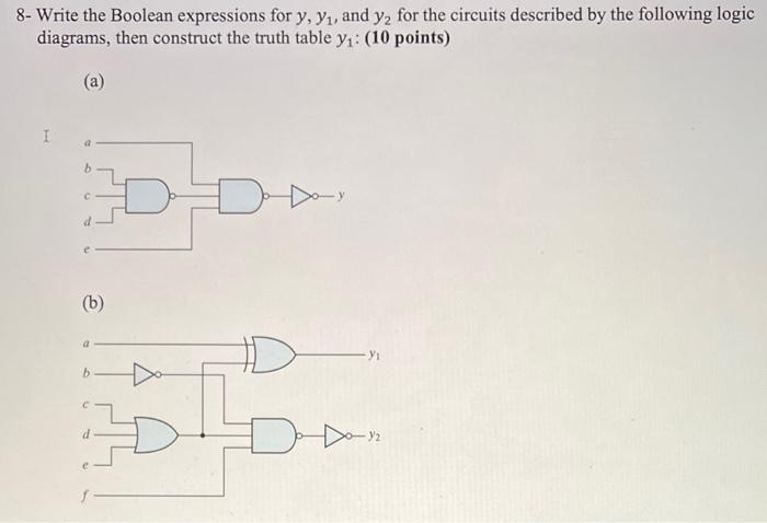 digital system design 8- Write the Boolean expressions for y,y1, and y2