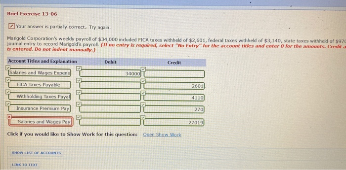  Brief Exercise 13-06 Your answer is partially correct. Try again. Marigold