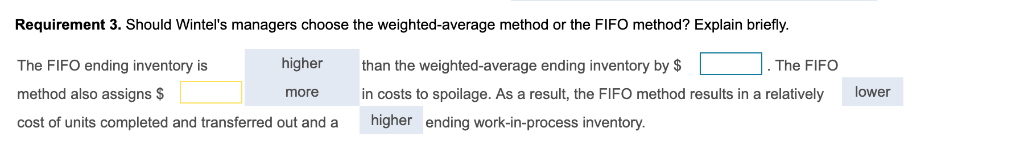 weighted-average ending inventory by $ in costs to spoilage. As a result,