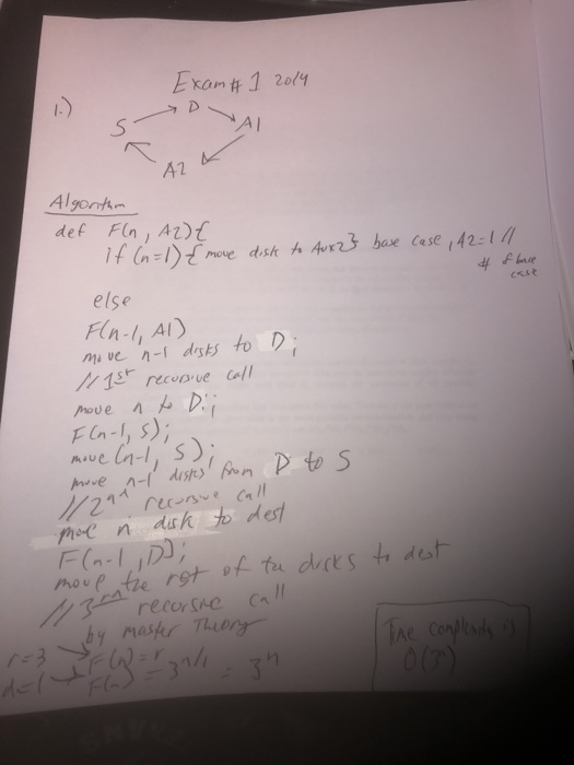 appreciate it!! 1. Design a function (algorithm) that solves the Towers of