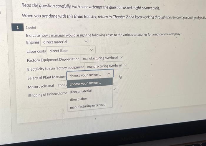  Read the question carefully, with each attempt the question asked might