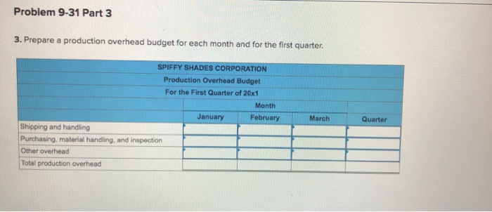 displayed below.) Spiffy Shades Corporation manufactures artistic frames for sunglasses. Talla Demarest,
