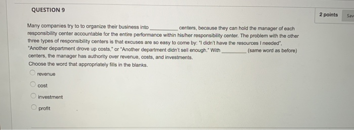 NOT production (in units). Answer to #9 is NOT cost. Answer to