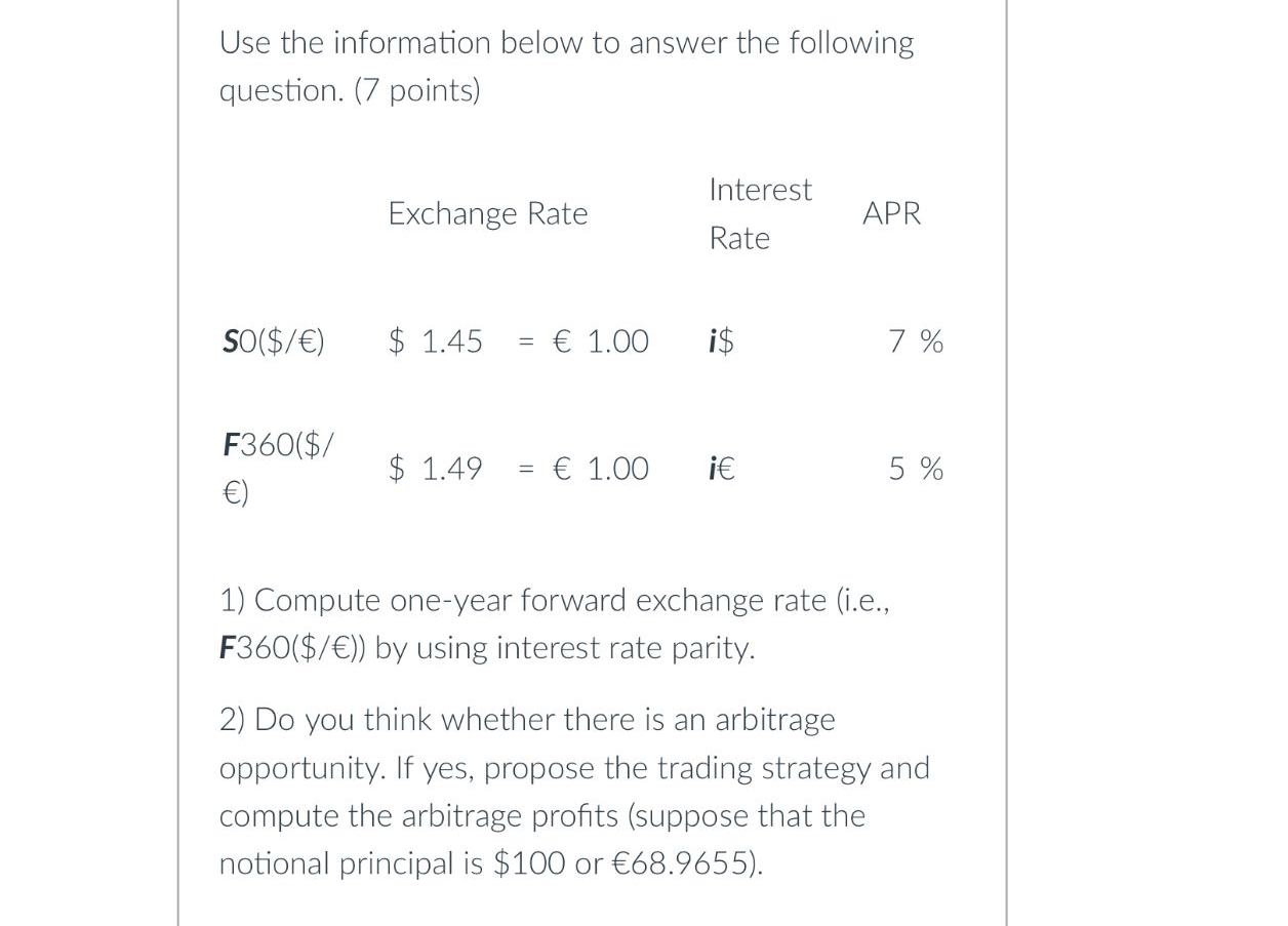  Use the information below to answer the following question. (7 points)