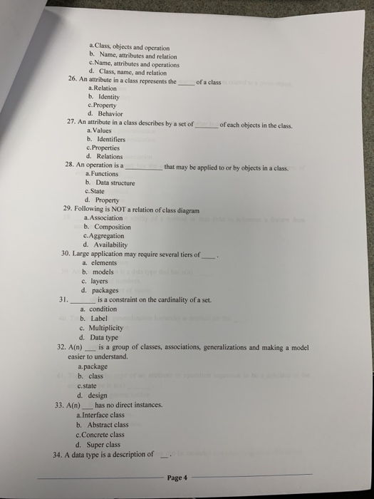 c. Data structures and behavior. d. Data and functions. 2. The characteristics