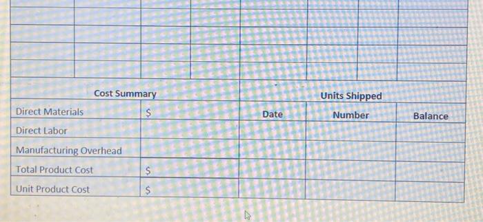 outthe rest of the problems. \begin{tabular}{|l|l|} \hline \multicolumn{2}{|c|}{ Computing Product Costs }