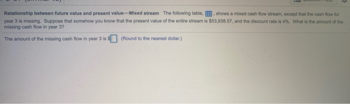  Relationship between future value and present value-Mixed stream The following table,