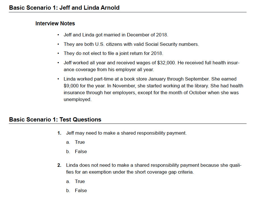 Basic Scenario 1: Jeff and Linda Arnold Interview Notes .Jeff and