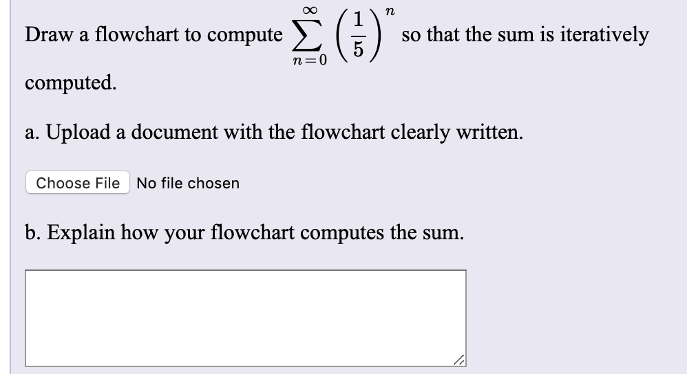 Draw a flowchart to compute (E) so that the sum is