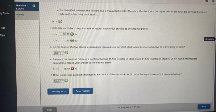 a 10.0 os expected return, a beta coefficient of 0.9, and a