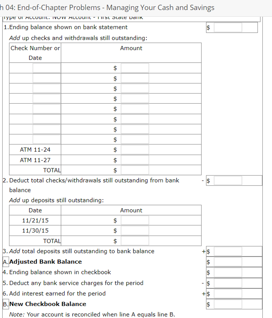  h 04: End-of-Chapter Problems - Managing Your Cash and Savings drype