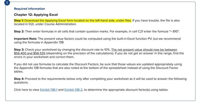  could you solve this problem please!!! Required information Chapter 12: Applying