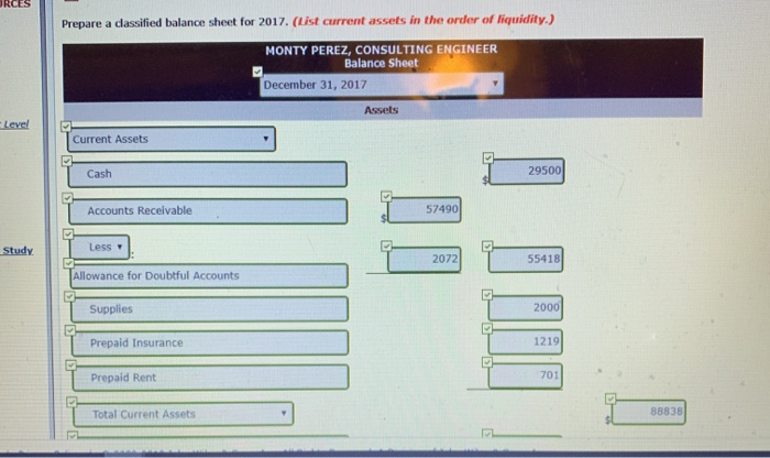for Doubtful Accounts $701 Supplies 2,000 Prepaid Insurance 1,680 Equipment 26,300 y