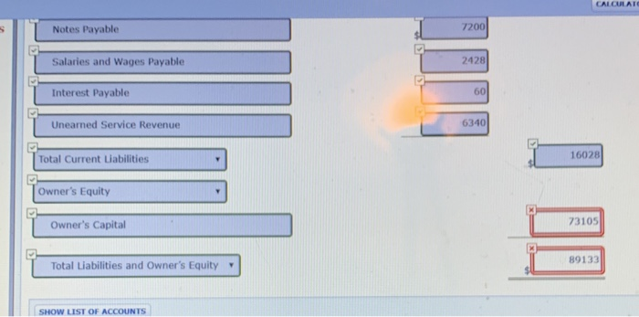 Revenue 107,476 Rent Expense (13 months of rent) 9,113 Salaries and Wages