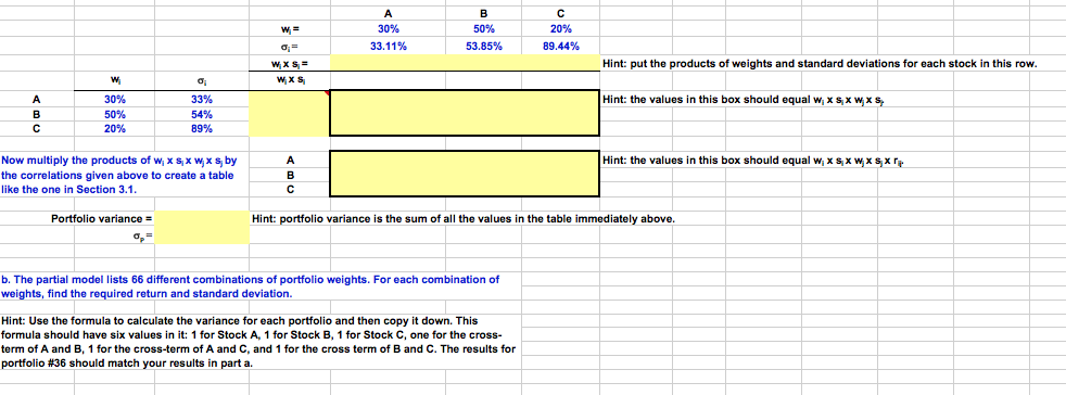 required returns and standard deviations of returns for A, B, and C