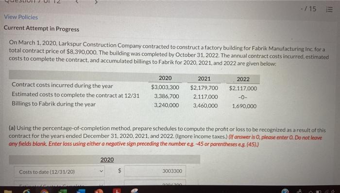 -/15 View Policies Current Attempt in Progress On March 1, 2020,