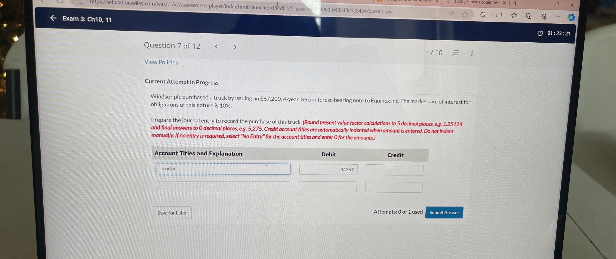  Exam 3: Ch10,11 Question 7 of 12 -10 i ,: View