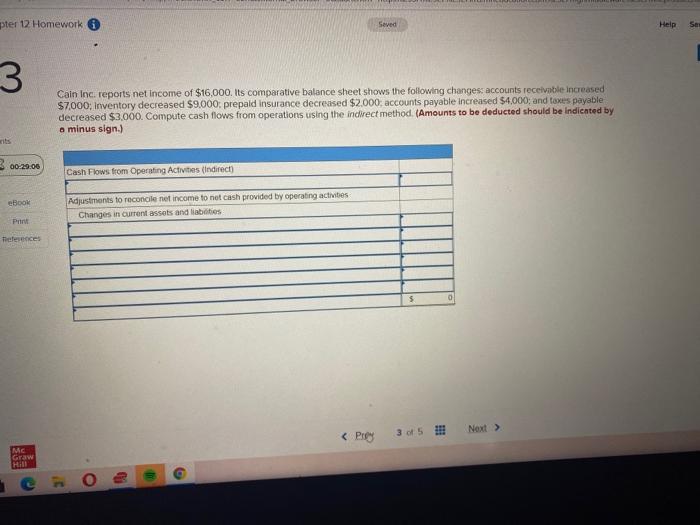  pter 12 Homework Seved Help Se 3 Cain Inc. reports net